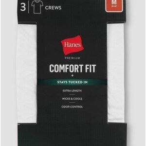 Hanes Premium Men's 3pk Comfort Fit Crew Neck T-Shirt White Tagless, Short Sleev
